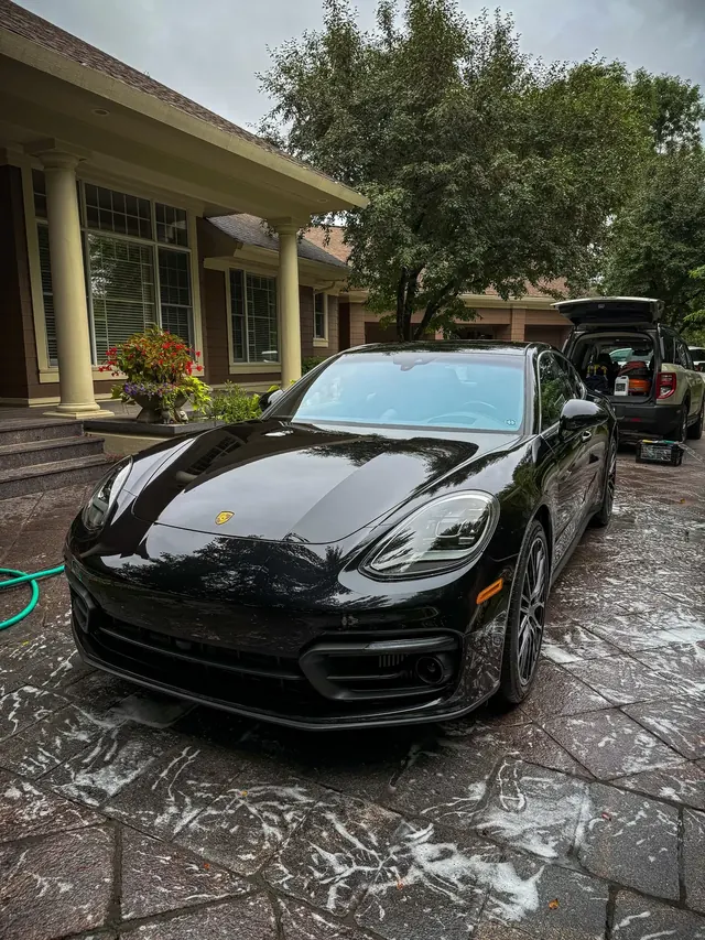 Black Porsche after exterior detailing